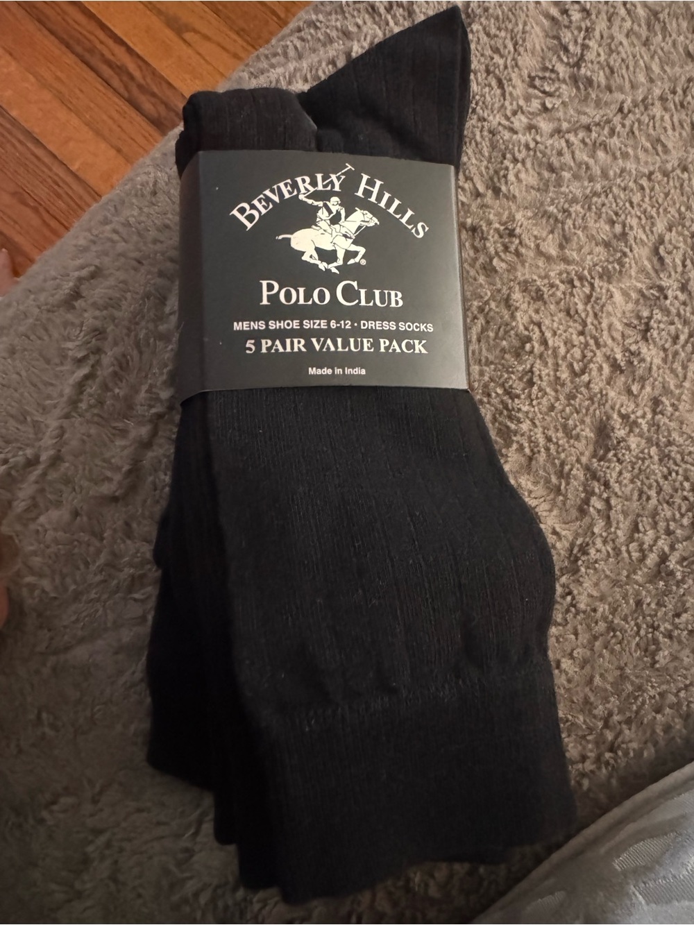 Beverly Hills Polo Club Black Ribbed Dress Socks - 5 Pair Pack